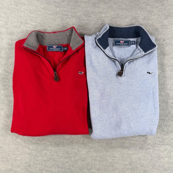 Vineyard Vines Other - Lot 2 Vineyard Vines Quarter Zip Sweater boys teen XL 18 blue red preppy golf